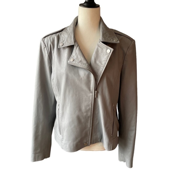 Badgley Mischka Genuine Leather Biker/Moto Jacket - Picture 1 of 12